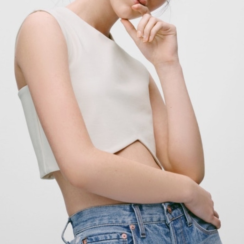 Aritzia White Fitted Crop Top